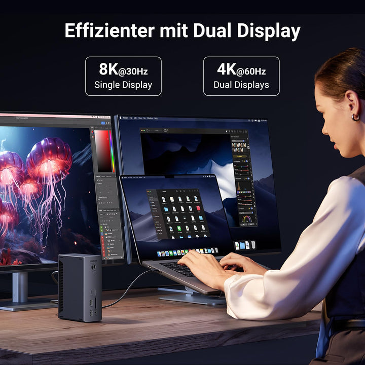 Thunderbolt 4 Dockingstation 13-in-1 40Gbps Dual 4K 90W Aufladung - Bild 4