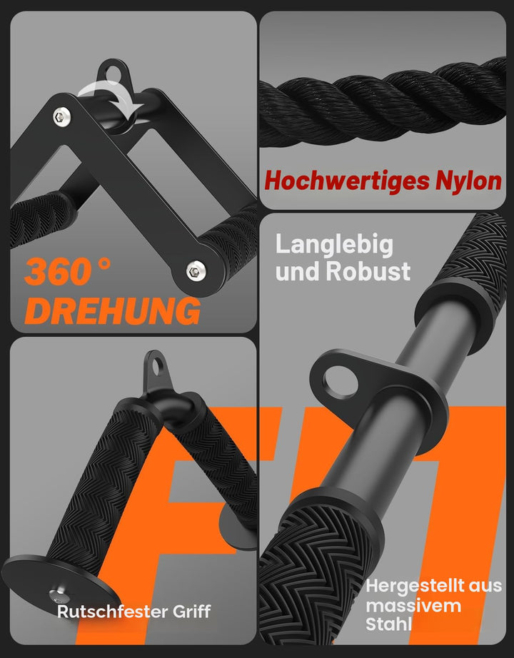 Kabelmaschinen-Zubehör Set 4-teilig Edelstahl für Oberkörpertraining - Bild 3