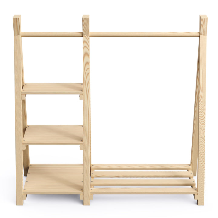 Kinder-Kleiderstange Massivholz Kiefer 4 Ablageflächen Montessori - Bild 2