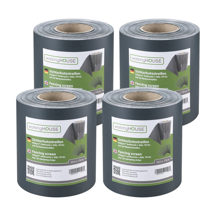 Sichtschutzstreifen Doppelstabmatten PVC 650g/m² 4x35m Anthrazit