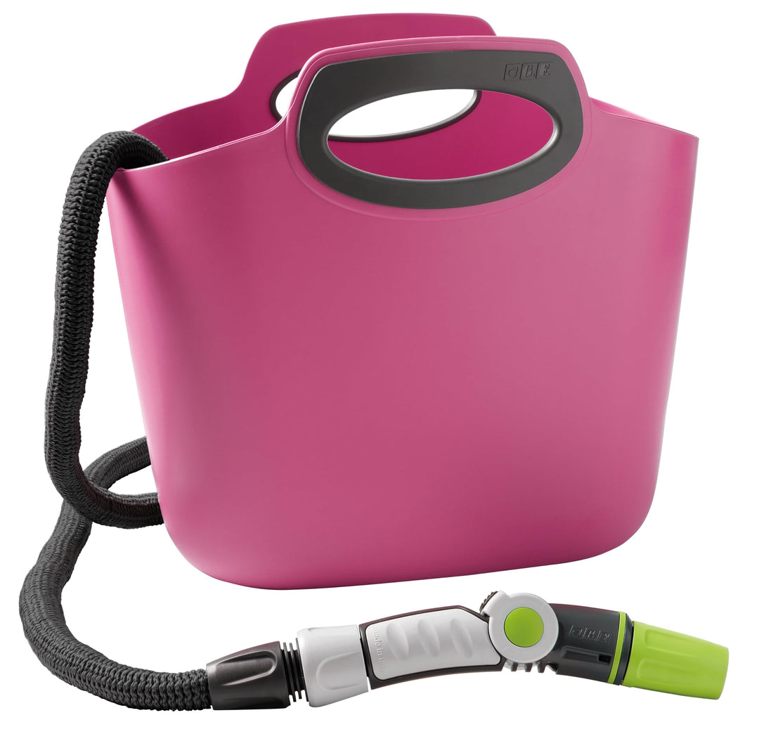 Ausziehbarer Gartenschlauch 10–30 m Set mit Brause und Tasche Pink