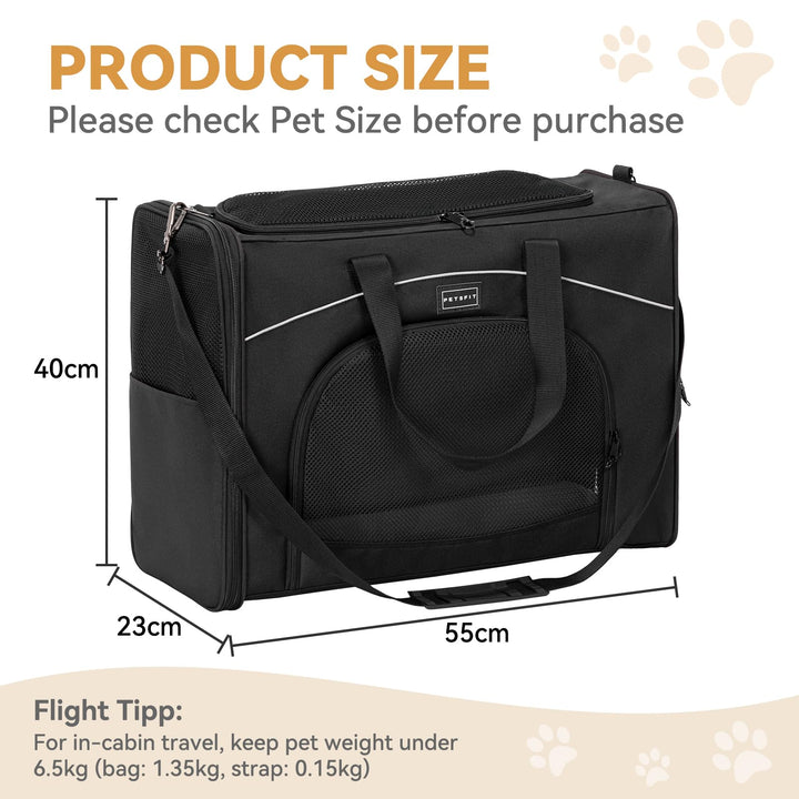 Hundetasche Flugzeug 55x40x23 cm bis 13 kg mit Dual-Mode Schwarz - Bild 4