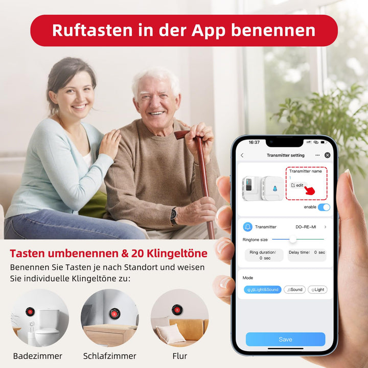 Notfallarmband Senioren WLAN Tuya-App IP55 mit Sofortalarm - Bild 6
