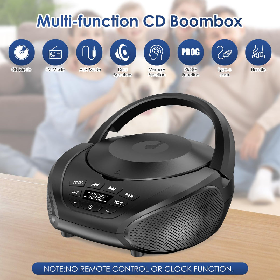 CD-Player Boombox mit UKW-Radio Stereo-Lautsprecher LCD-Display tragbar - Bild 2