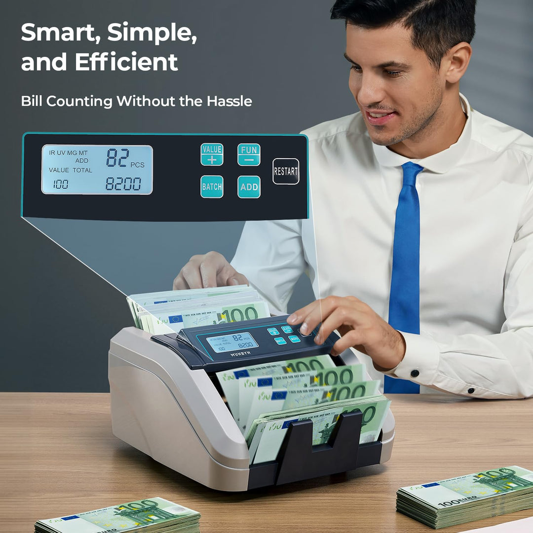 Geldscheinzähler EUR mit UV/MG/IR/MT-Erkennung 1100 Blatt/min - Bild 5