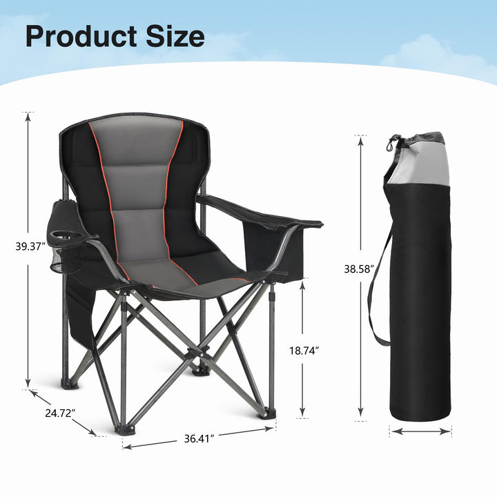Campingstuhl Faltbar XXL 2er Set 200kg Belastbar mit Kühltasche - Bild 5
