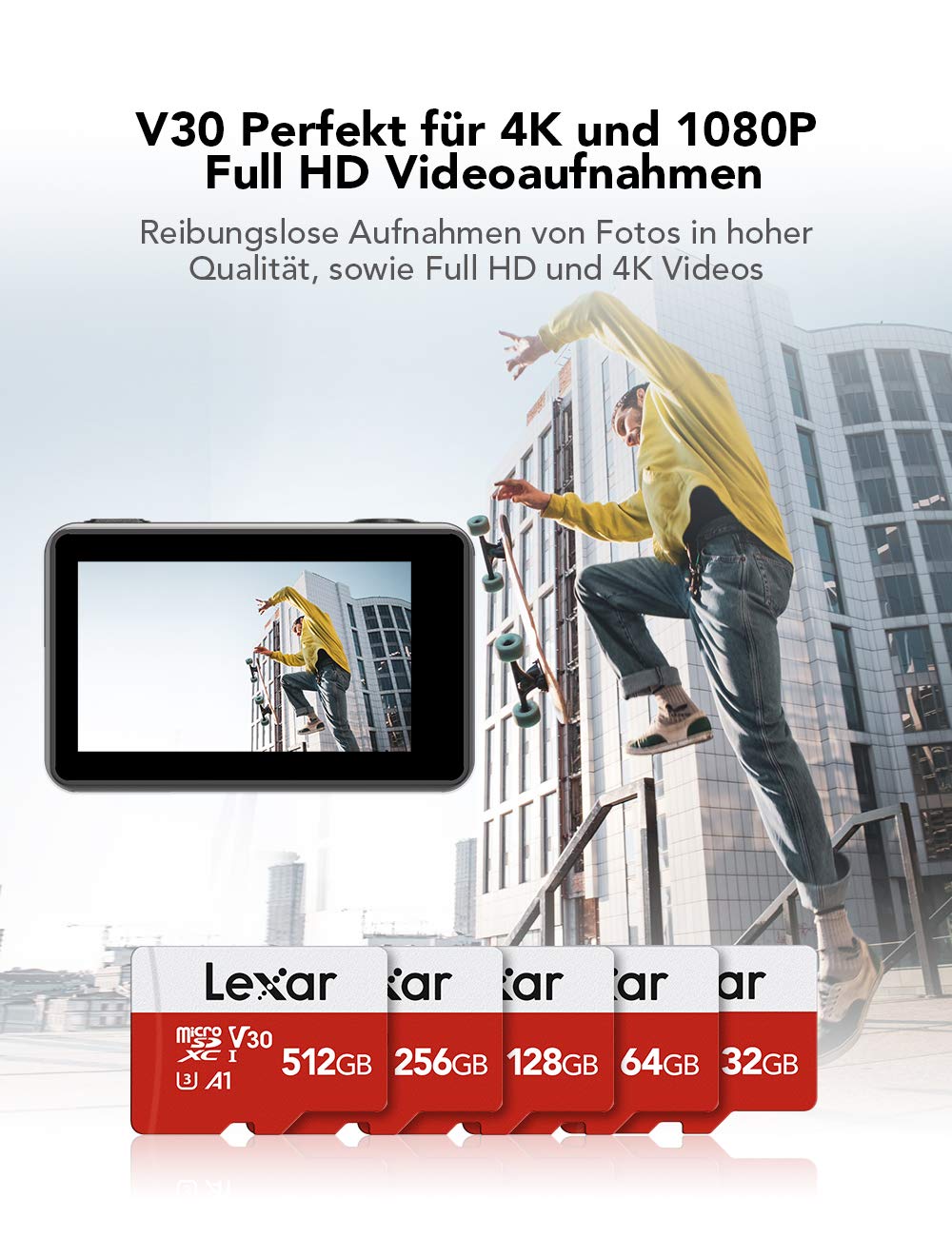 Micro SD Karte 32GB 3er Pack mit Adapter UHS-I U3 Class 10 A1 - Bild 3