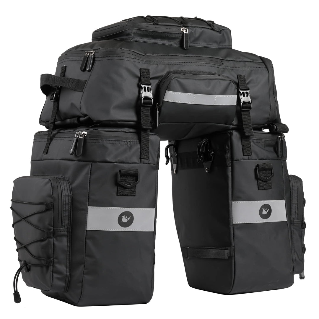 Fahrradtasche Gepäckträger 3-in-1 Rucksack 75L wasserdicht schwarz