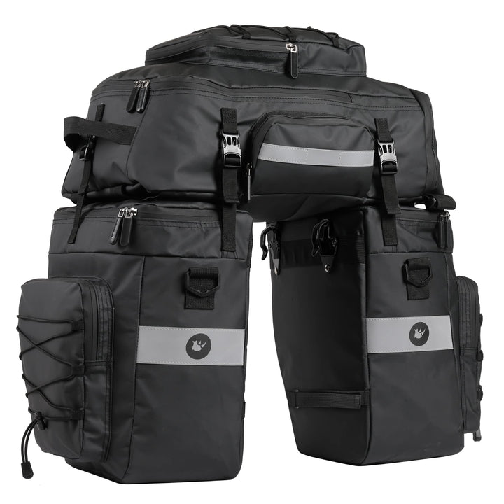 Fahrradtasche Gepäckträger 3-in-1 Rucksack 75L wasserdicht schwarz