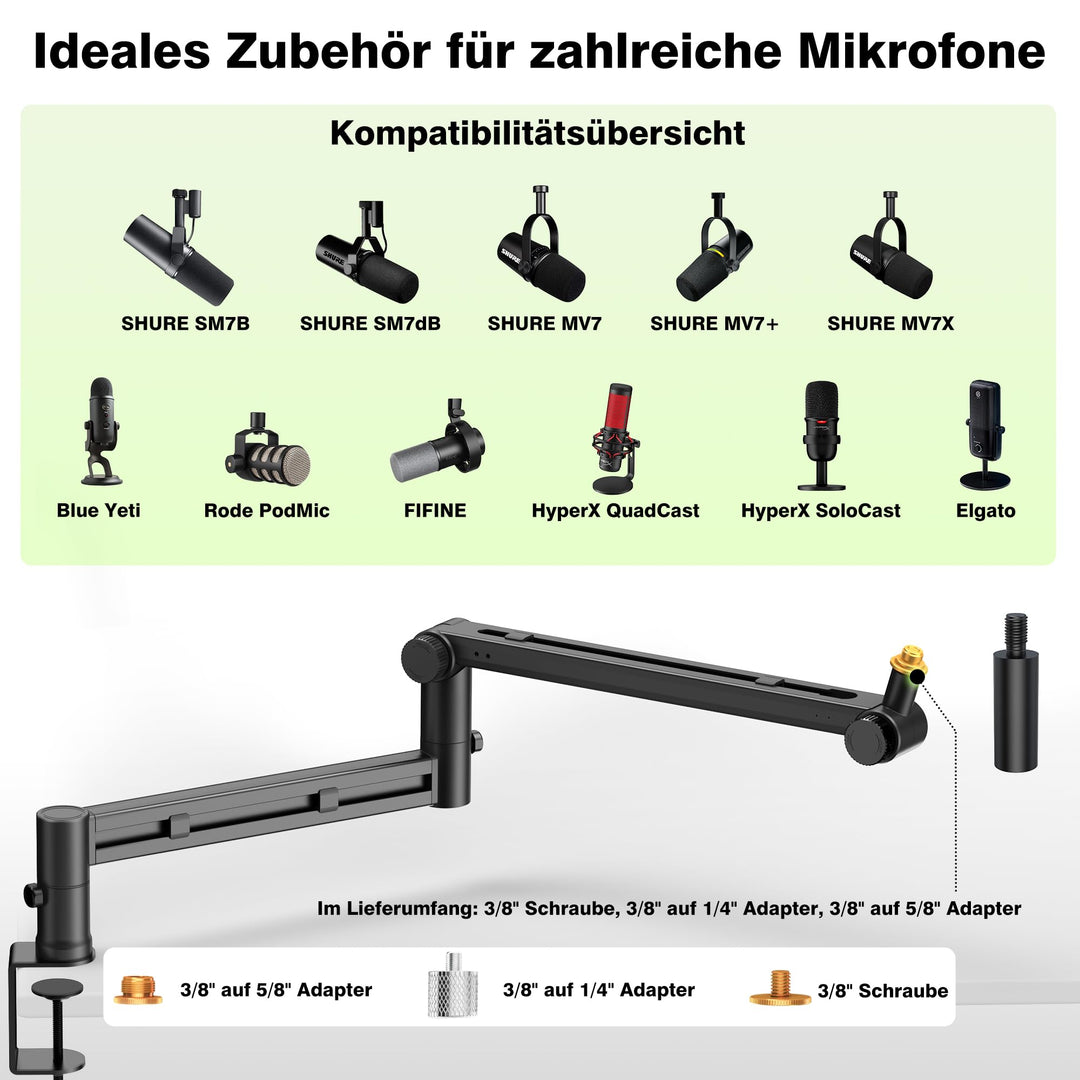 Mikrofonarm Low Profile Aluminium 780mm Reichweite 3kg Traglast - Bild 9