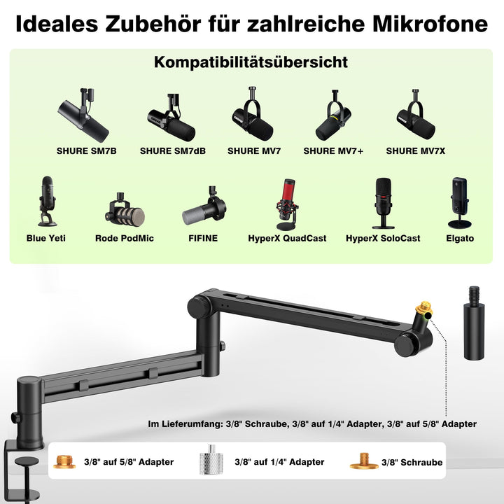 Mikrofonarm Low Profile Aluminium 780mm Reichweite 3kg Traglast - Bild 9