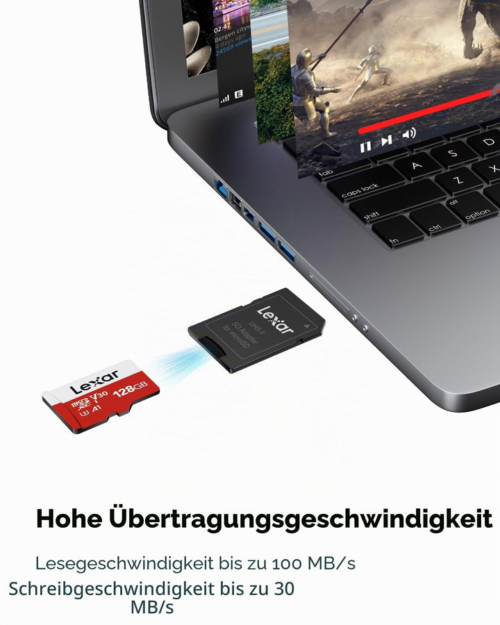 Micro SD Karte 128GB 3er-Pack UHS-I U3 A1 mit SD-Adapter - Bild 2