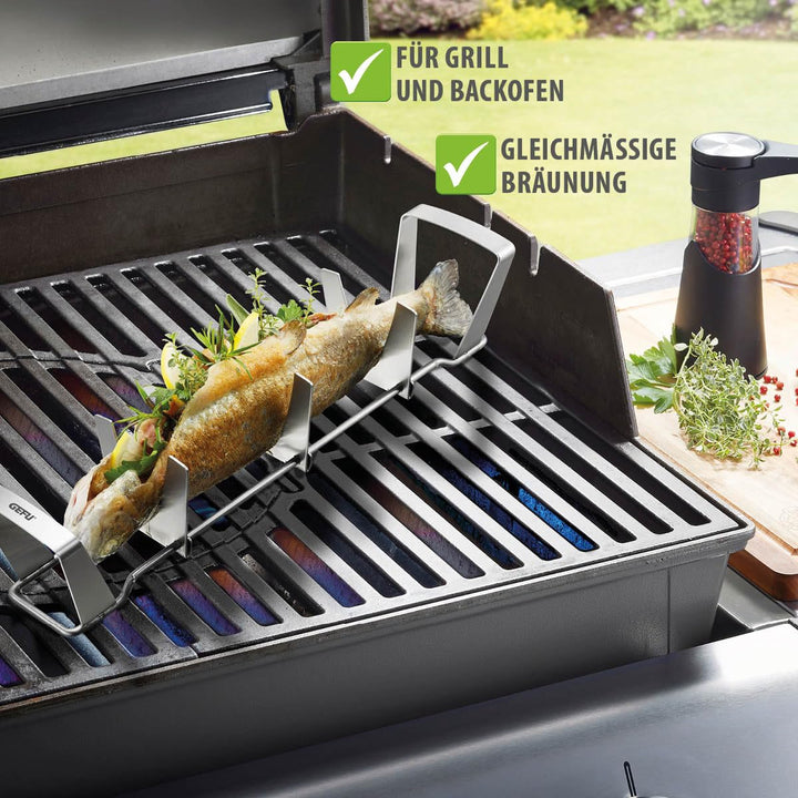 Fischhalter Grill Edelstahl stufenlos verstellbar für Ganz-Fisch bis 35cm - Bild 3