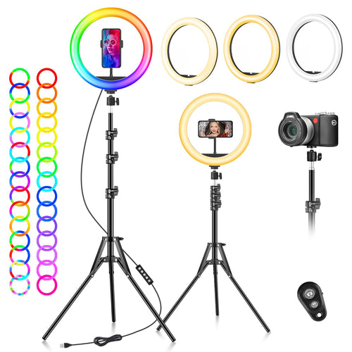 LED Ringlicht 10 Zoll mit Stativ 40 Lichtmodi USB für Selfie