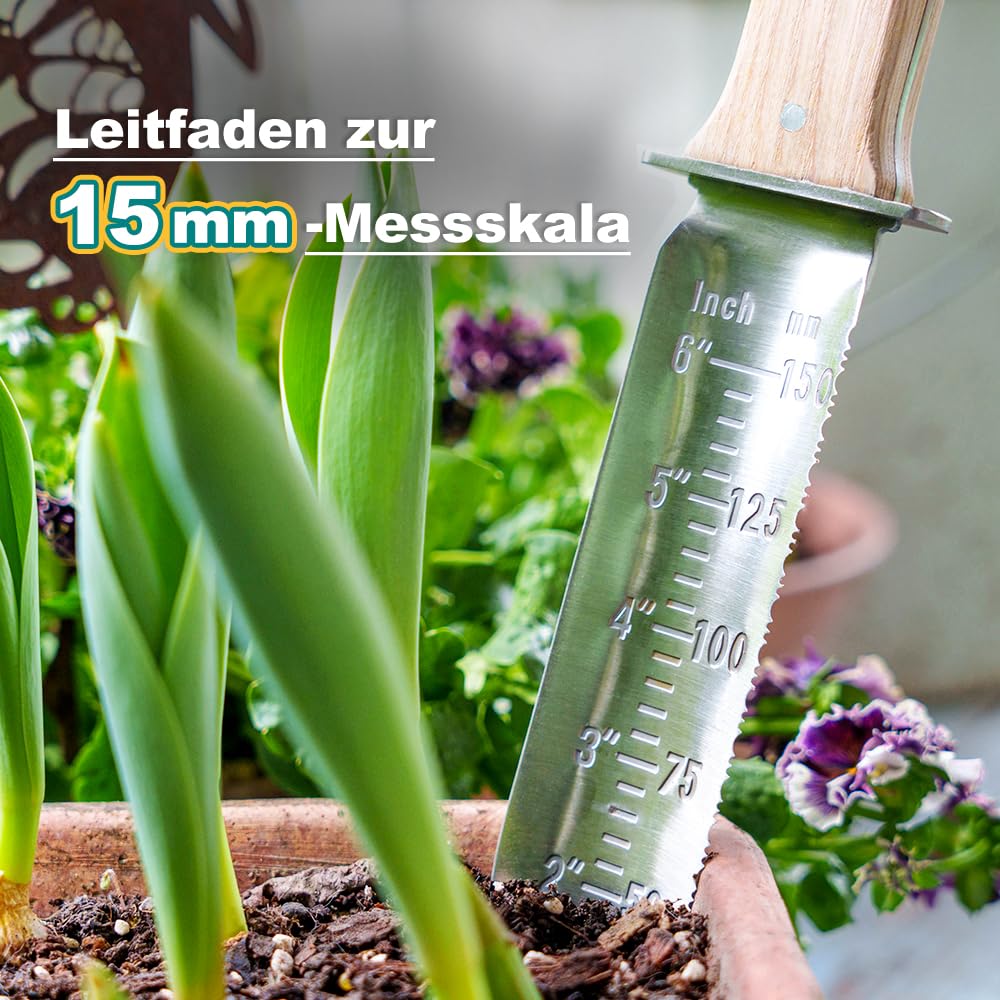 Hori-Hori Gartenmesser Edelstahl zweischneidig mit Tiefenmarkierung - Bild 2