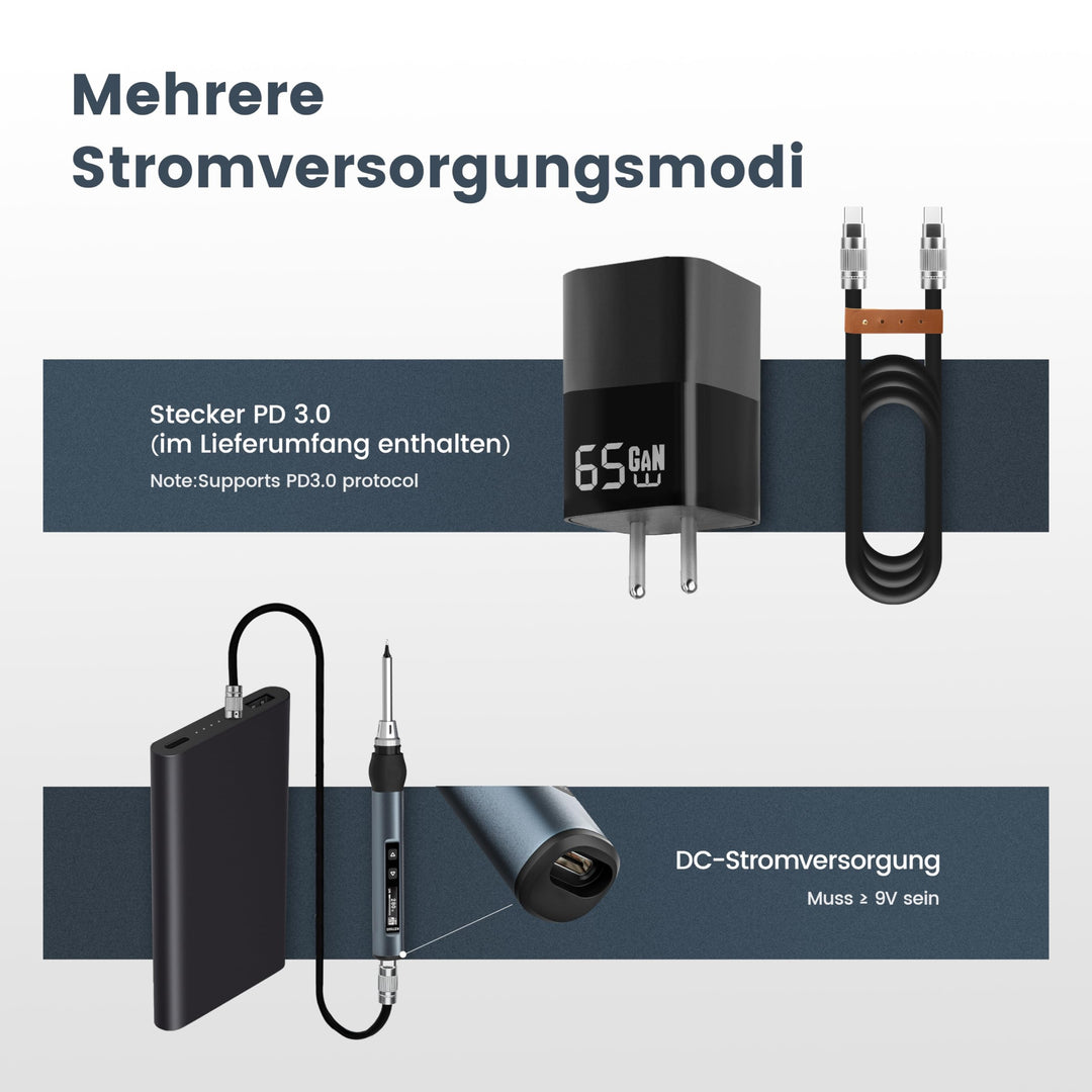 USB-C Lötkolben Set 65W GaN einstellbar 80–420°C mit OLED-Display - Bild 2