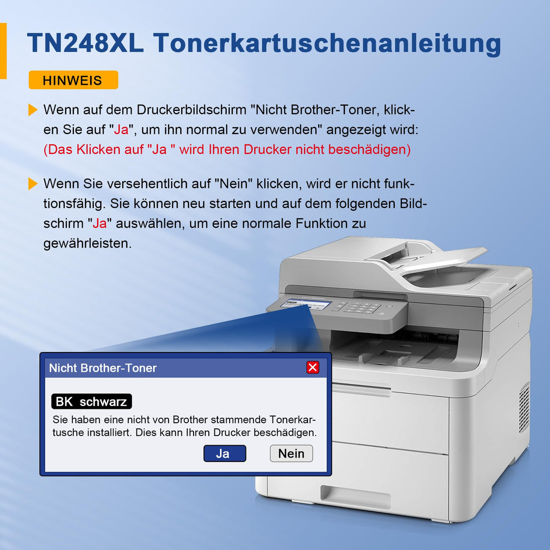 Toner-Set TN248XL 5er-Pack Schwarz Cyan Gelb Magenta fuer Brother Farblaserdrucker - Bild 6