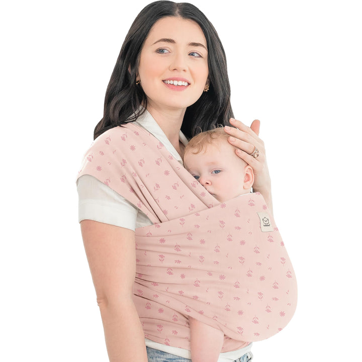 Babytrage ab Geburt elastisches Tragetuch Pink Daisies für Neugeborene