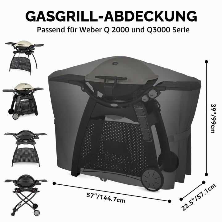 Grillabdeckung Weber Q 2000/3000 600D Oxford wasserdicht schwarz - Bild 2