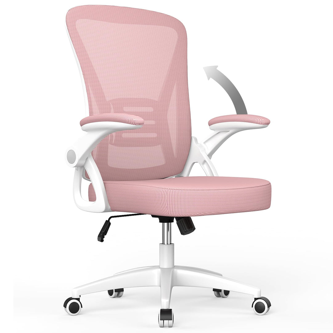 Bürostuhl Ergonomisch Netz Lordosenstütze 360° Rosa