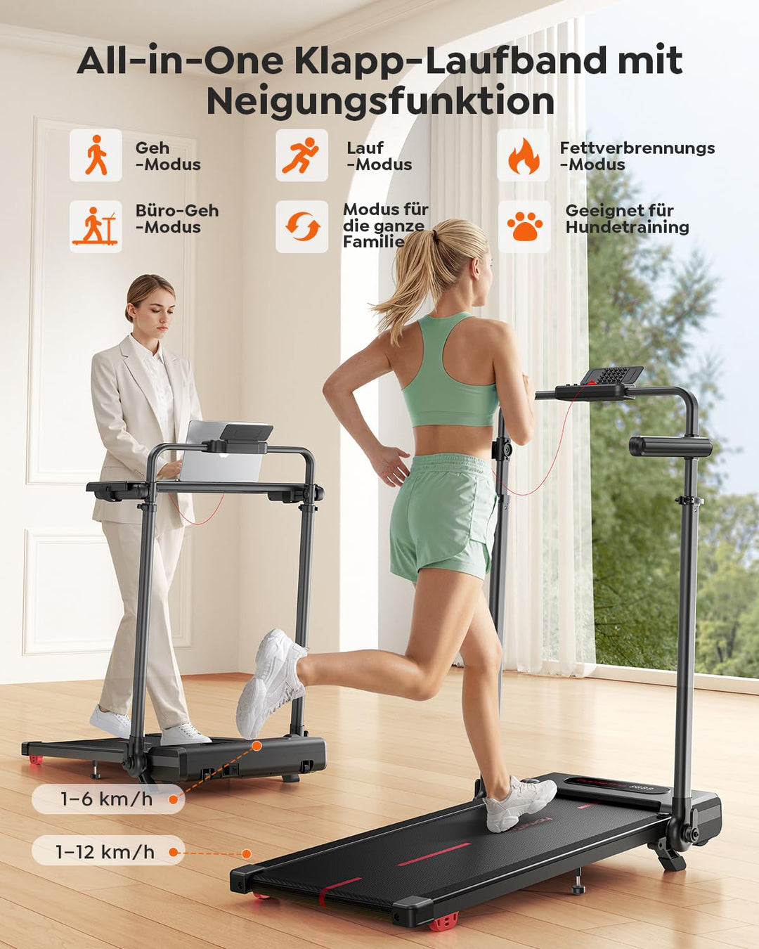 Laufband klappbar 3,0 PS Motor 7% Steigung Heim-Fitness - Bild 5