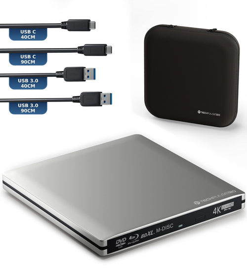 Externes Blu-ray Laufwerk USB-C 4K UHD M-DISC BDXL Aluminium