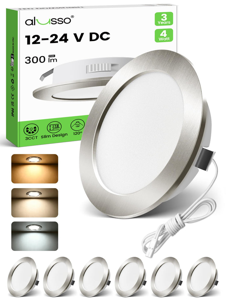 LED Einbaustrahler Flach 12-24V IP44 3CCT 4W für Möbel &amp; Bad
