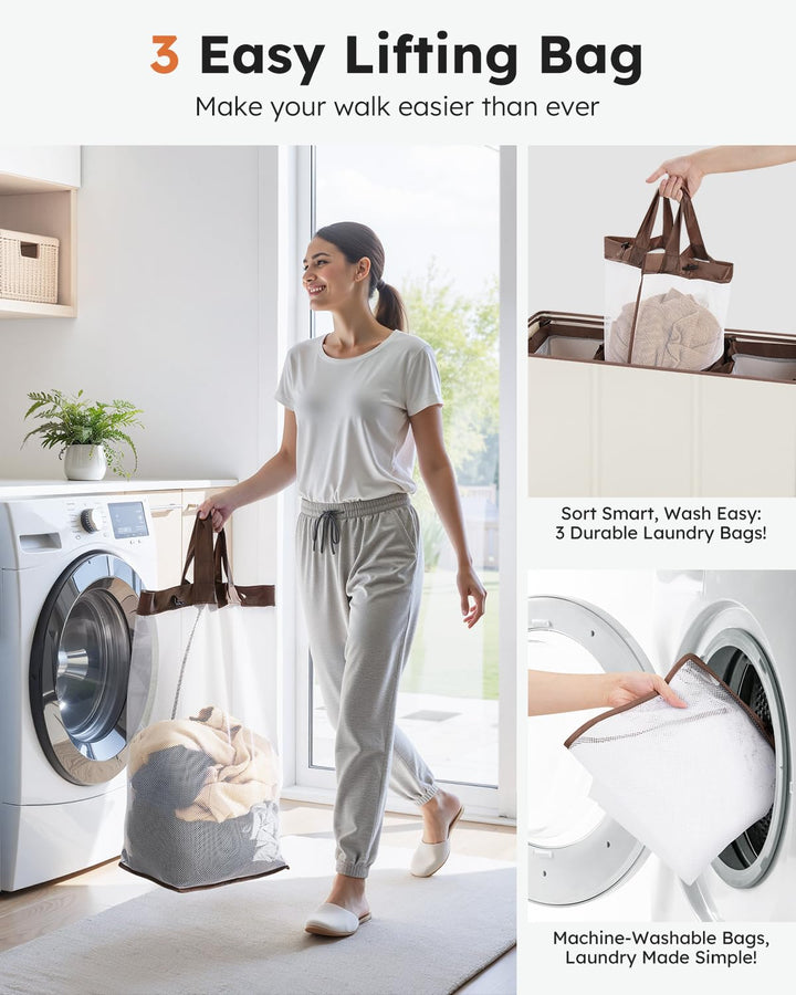 Wäschekorb 3 Fächer mit Deckel 180L XXXL für Badezimmer - Bild 4