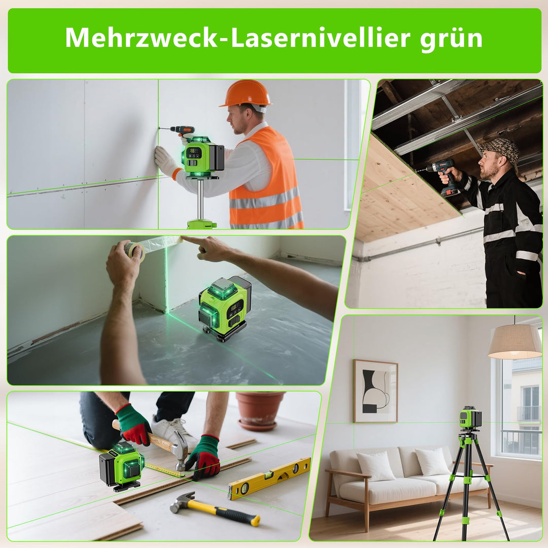 Kreuzlinienlaser Grün 16 Linien 4x360° selbstnivellierend mit Stativ - Bild 7