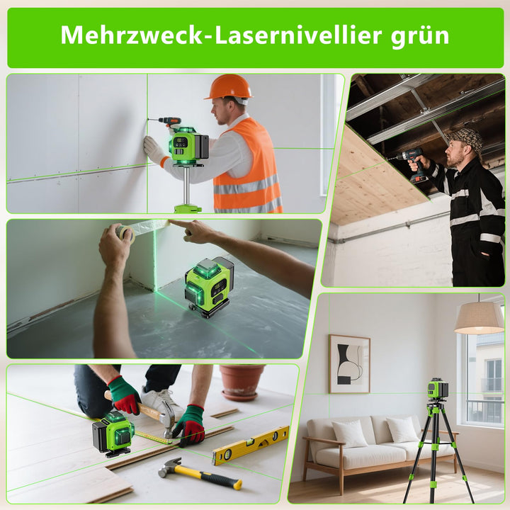 Kreuzlinienlaser Grün 16 Linien 4x360° selbstnivellierend mit Stativ - Bild 7