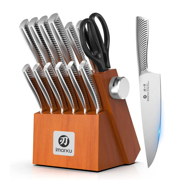 Messerset 14-teilig mit Block Edelstahl 56 HRC für die Küche