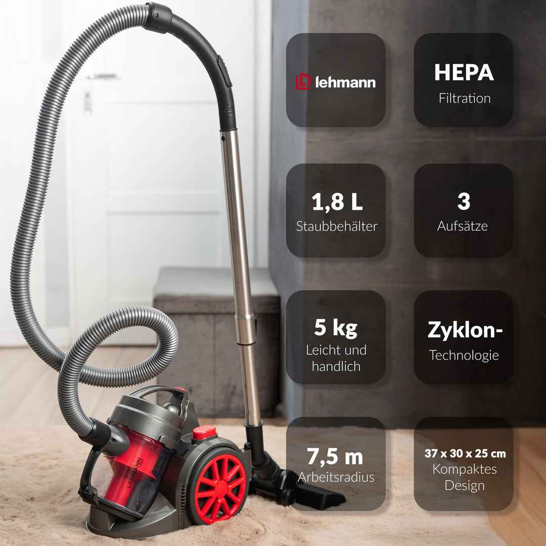 Zyklonstaubsauger beutellos HEPA-Filter 1,8 L ECO-Modus - Bild 3