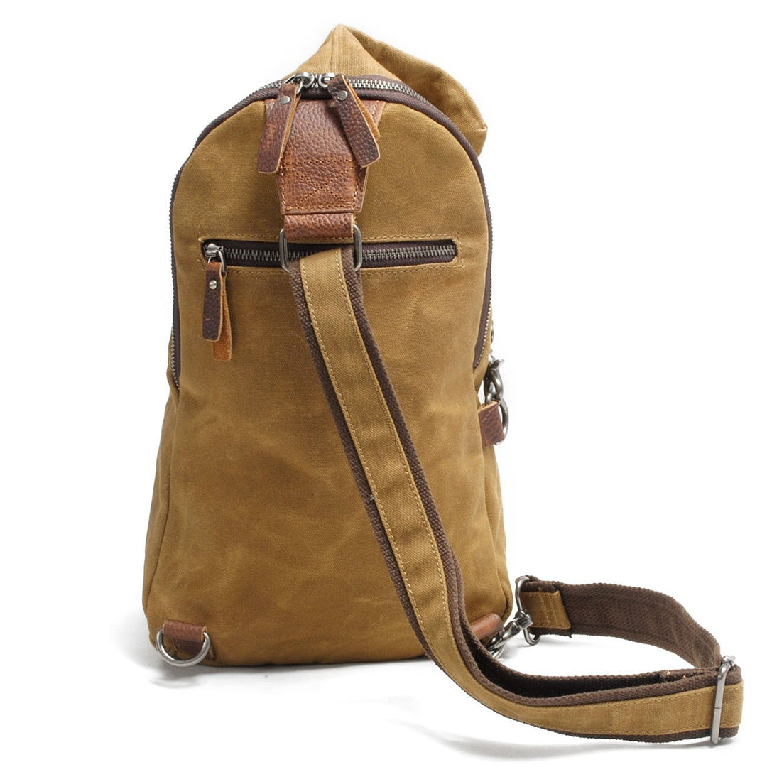 Sling Rucksack Canvas Leder Vintage 11 L wasserdicht Grau - Bild 2