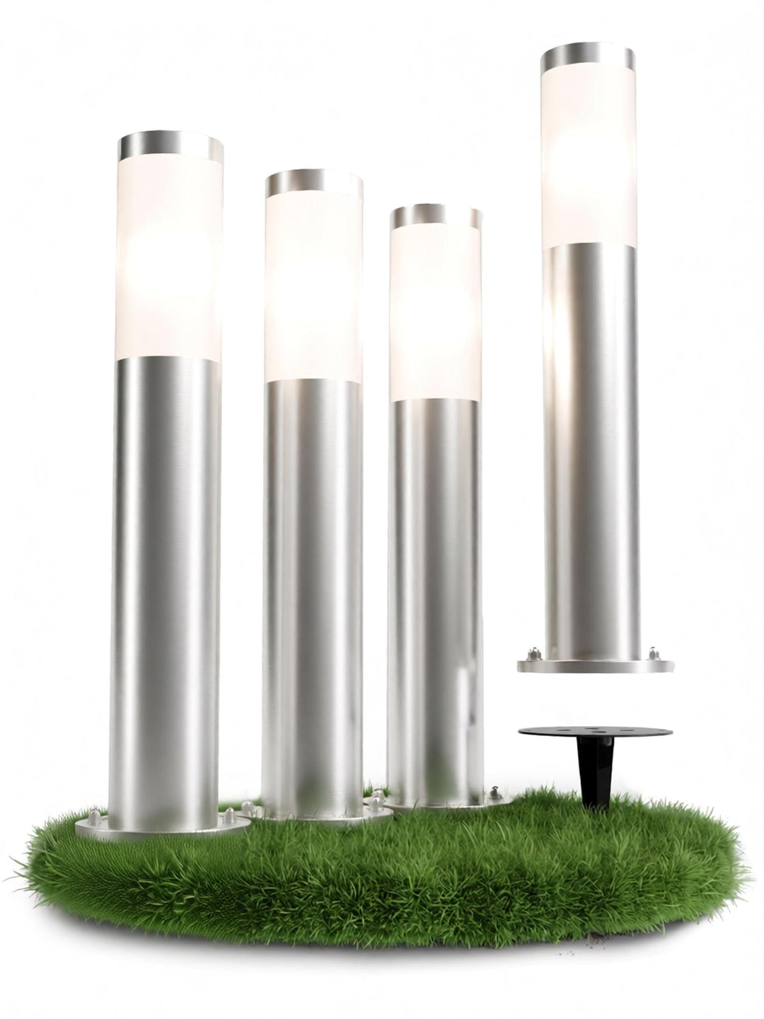 Wegeleuchten Aussen Edelstahl E27 IP44 50cm mit Erdspieß 4er-Set