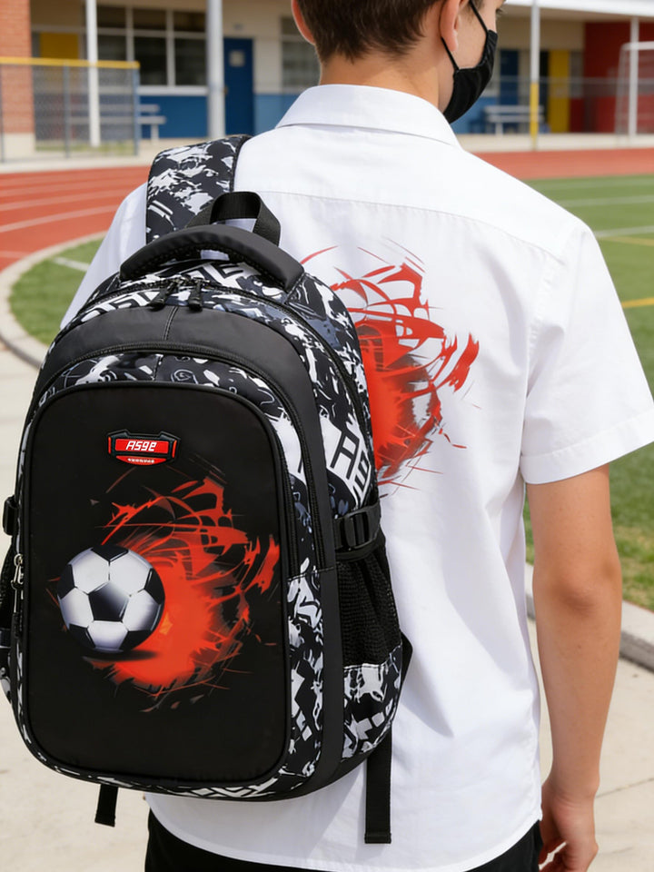 Schulrucksack Fussball-Design Nylon 46x30x22cm für 8-15 Jahre - Bild 7