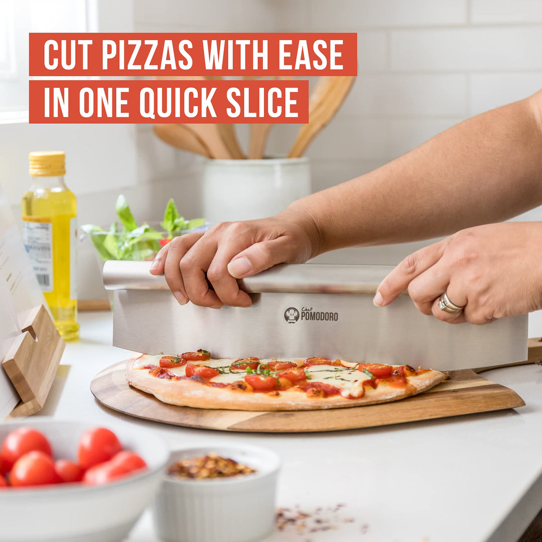 Pizza-Set Aluminium Schieber &amp; Wiegemesser 2-teilig für Pizzastein - Bild 7