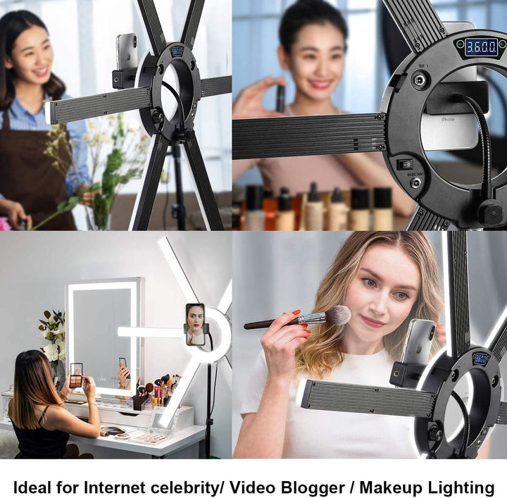 LED Ringlicht Set mit Stativ 90W, 6 Lichtleisten, CRI 97+ - Bild 2