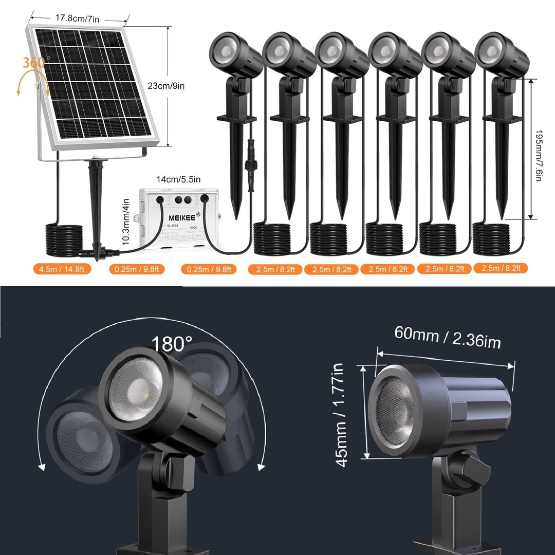 Solar Gartenstrahler 6er-Set 2700K warmweiss IP66 600lm 3 Stufen - Bild 6