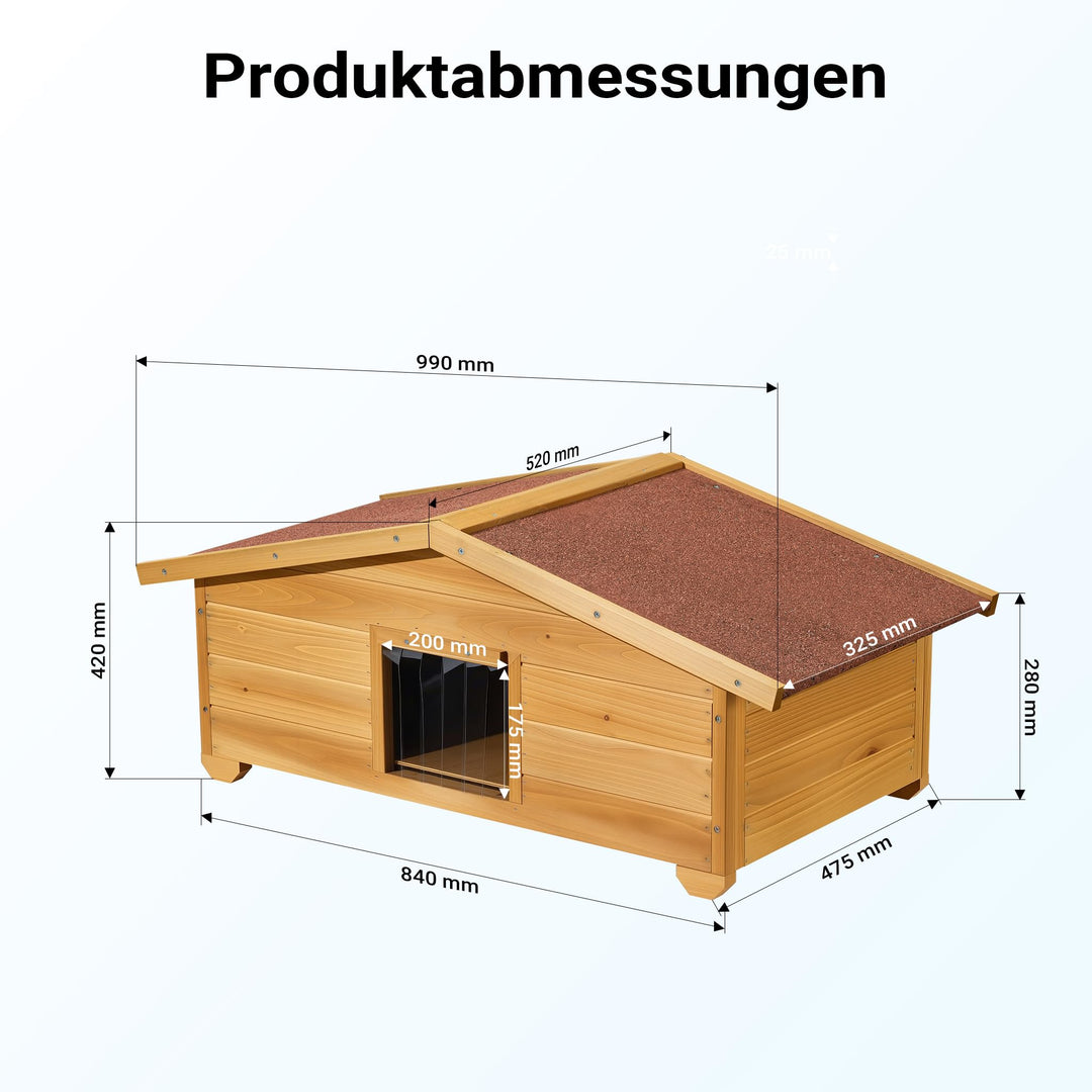 Katzenhaus Holz Outdoor 99x52x42 cm wetterfest isoliert - Bild 3