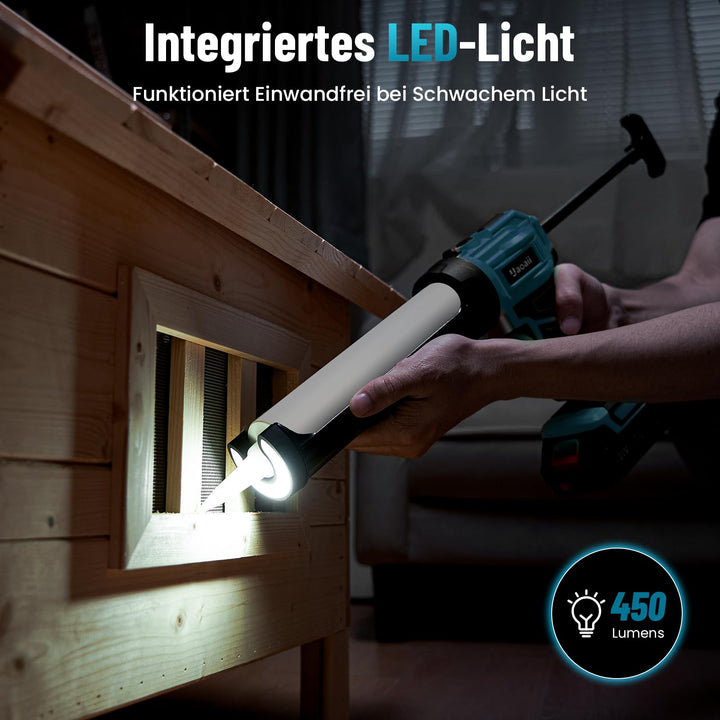 Akku-Kartuschenpistole 18V mit LED und 4 Geschwindigkeiten für 300-ml-Kartuschen - Bild 5