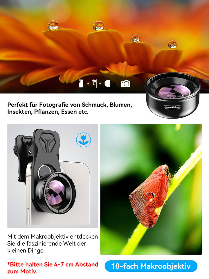 Smartphone Makroobjektiv 100mm HD Clip-On für iPhone &amp; Samsung - Bild 4