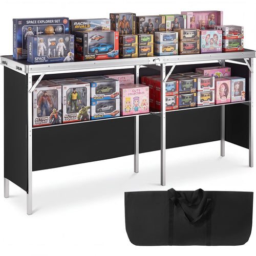 Messetheke faltbar Aluminium/MDF 198x38,5x88cm schwarz mit Tuch