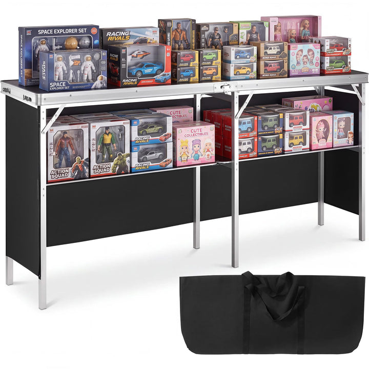 Messetheke faltbar Aluminium/MDF 198x38,5x88cm schwarz mit Tuch