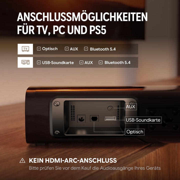 Mini-Soundbar 2.1 mit integriertem Subwoofer 40,5 cm für TV und PC - Bild 5