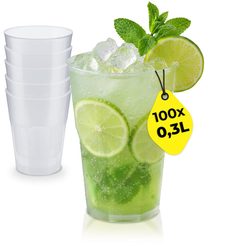 Cocktailbecher Kunststoff 0,3 L 100er-Set transparent stapelbar