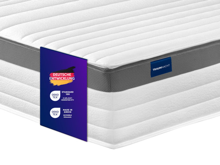 Tonnentaschenfederkernmatratze 7-Zonen 140x200 cm H2 mit Kaltschaum-Auflage