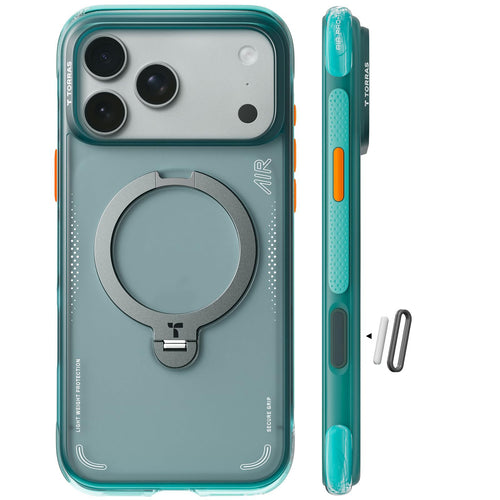 Schutzhülle iPhone 17 Pro Max MagSafe Airbag 360° Ständer Matt Blau