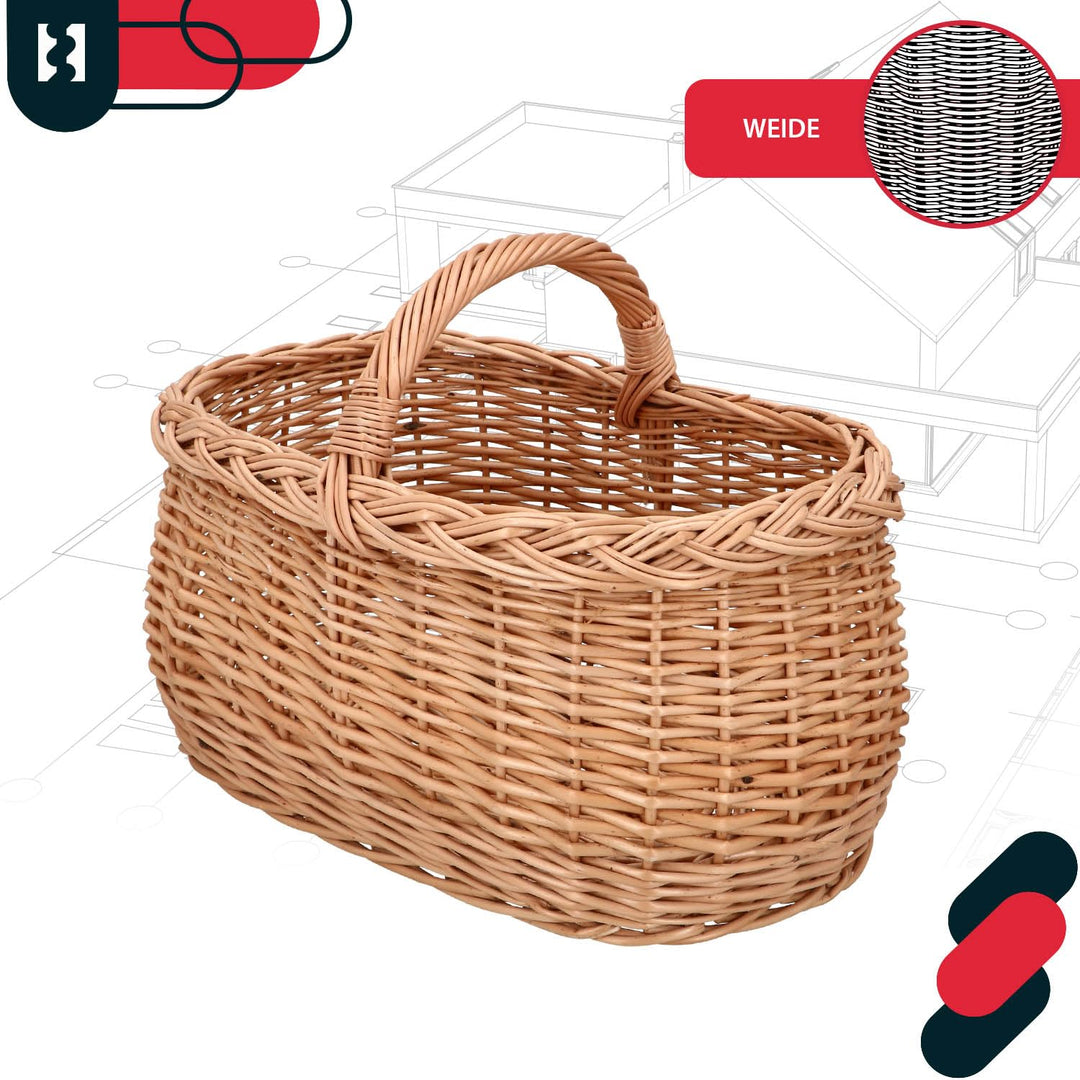 Henkelkorb Weidengeflecht Natur 43x29x22 cm für Einkauf und Picknick - Bild 6