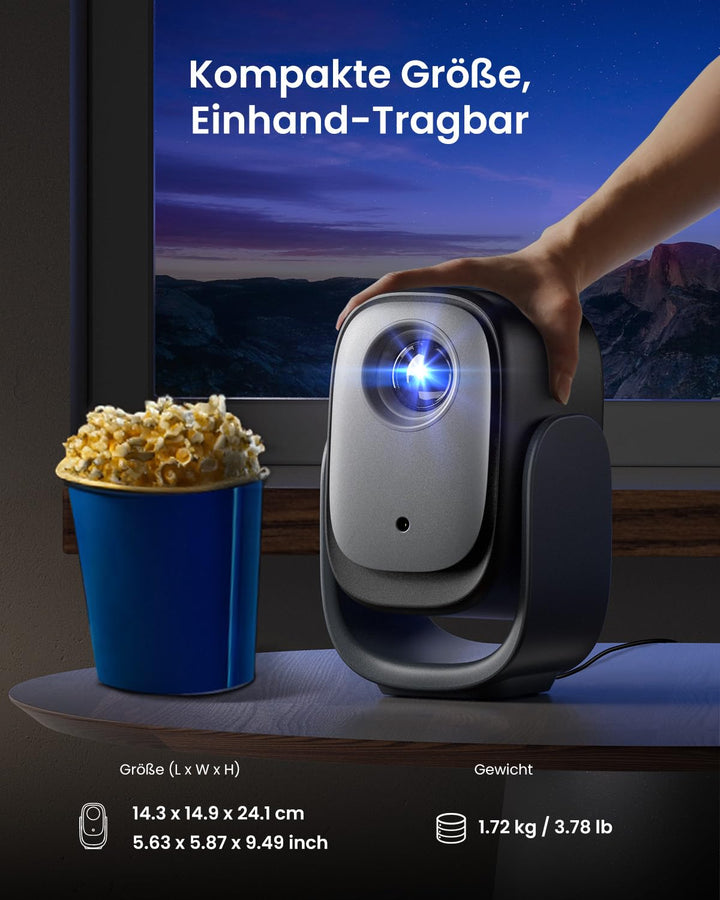 Mini Beamer Full HD 1080P mit Gimbal-Ständer, Netflix, Autofokus - Bild 8