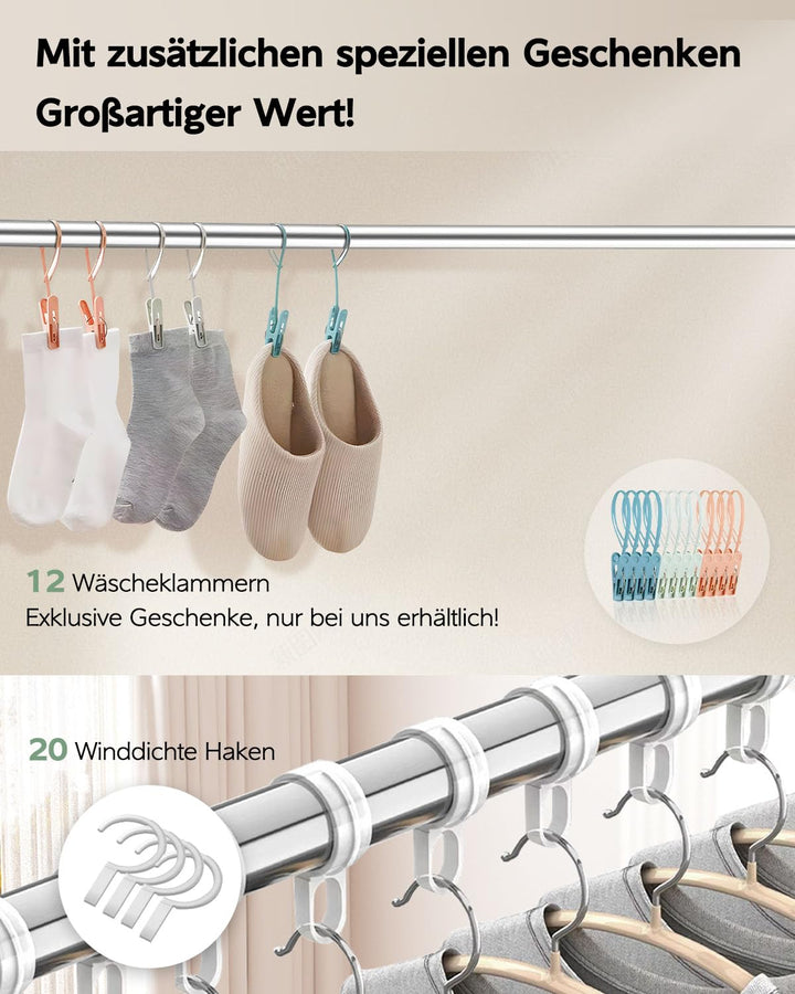 Wäscheständer Edelstahl 200 cm klappbar Indoor Outdoor 20 Haken - Bild 4